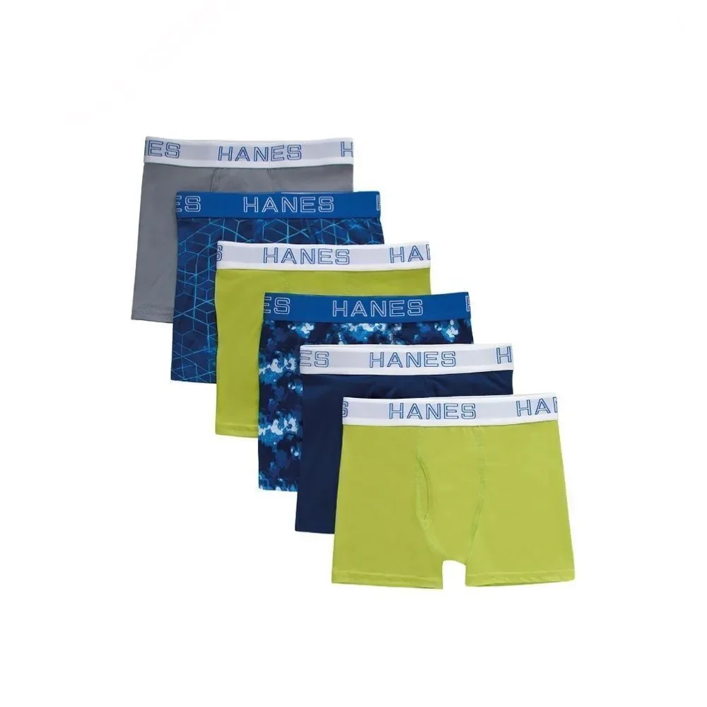 Boys' Hanes X-Temp Stretch Active Underwear Boxer Briefs 2, 6-Packs Size M